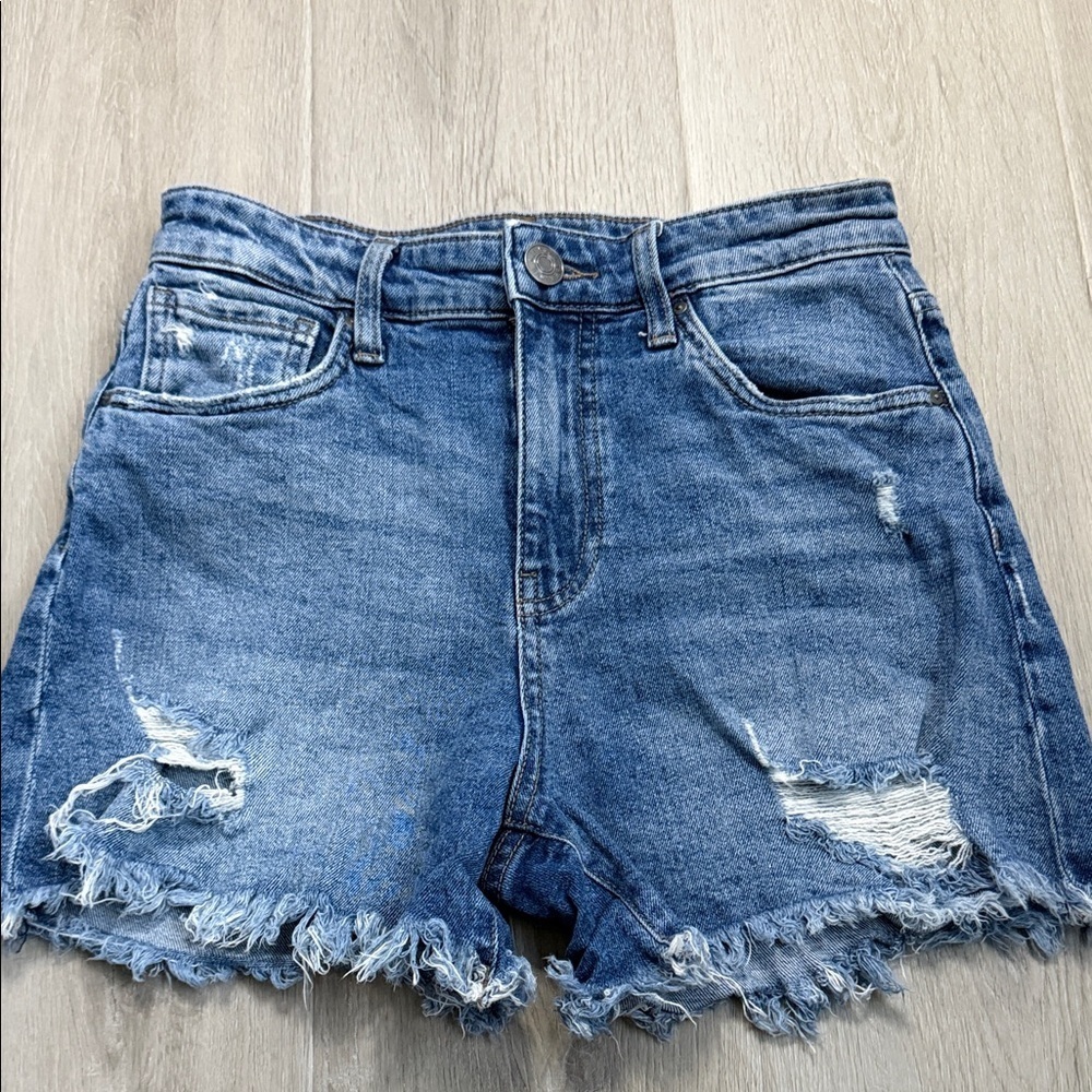 Kut from the Kloth Blue Distressed Jean Shorts - Picture 2 of 10